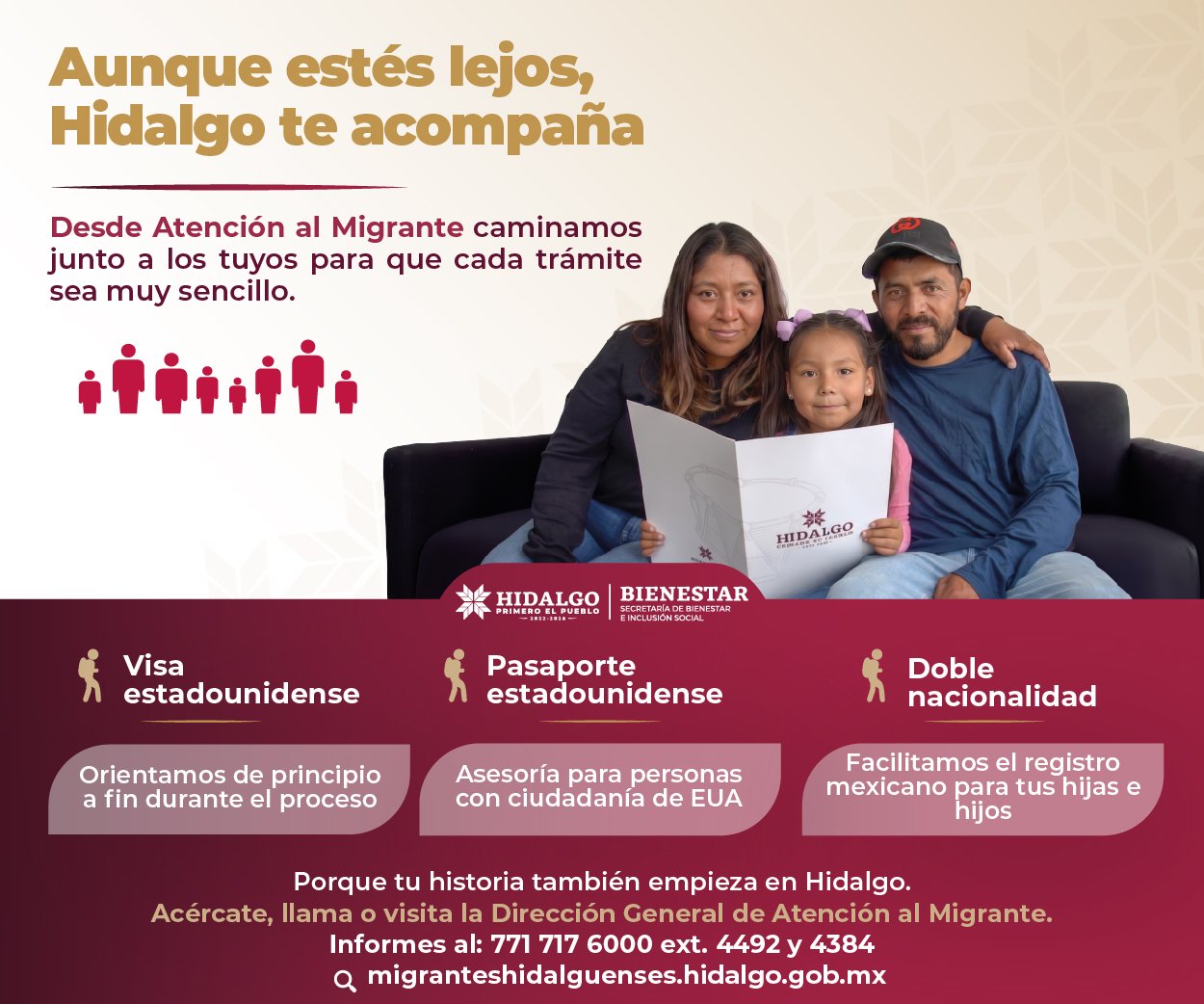 Aunque estés lejos Hidalgo te acompaña. Atención al Migrante